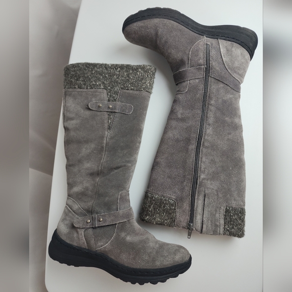 BareTraps Gray Sweater Cuff & Suede Faux Fur Lined Tall Boots 9 M Warm Winter - Picture 4 of 12